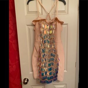 Pink Sequin Mini Dress